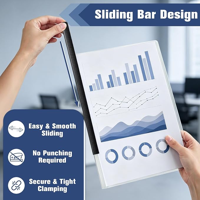 Report Covers with Sliding Bar 10 Packs Clear Report Covers Presentation Folders - Image 6