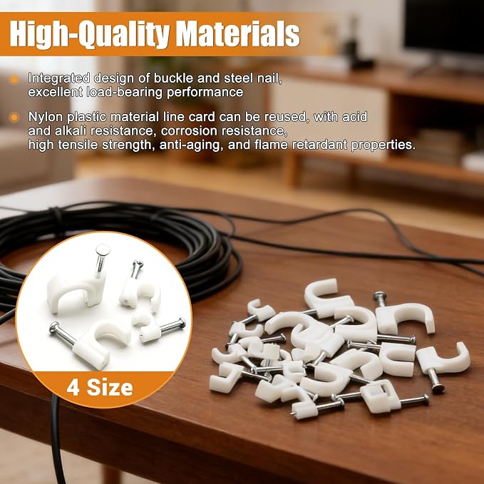 mankk 200PCS Cable Clips Nail in Cable Clips Wire Clips 4/6/8/10mm Round - Image 5