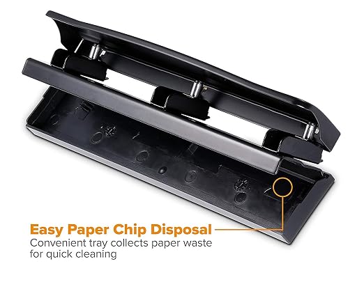 Bostitch Office 3 Hole Punch, Durable Metal, Rubber Base, 12 Sheets - Image 4