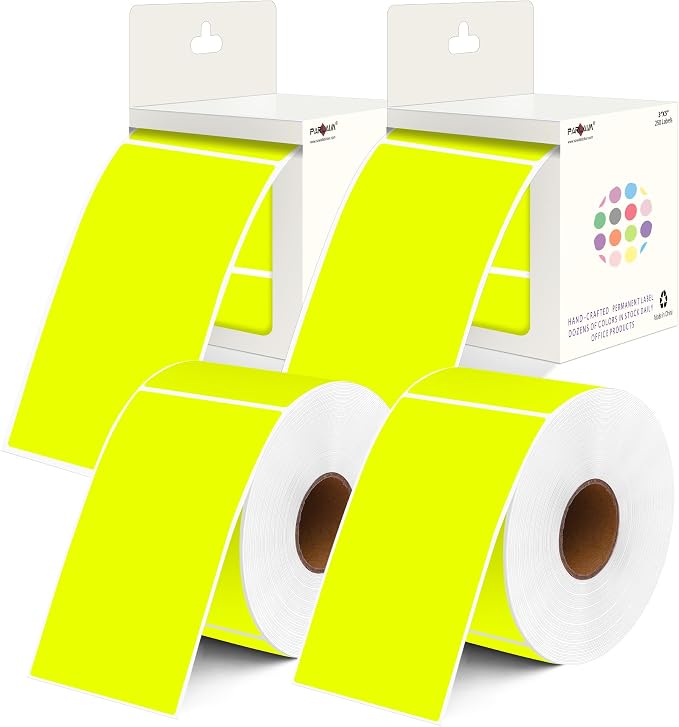 PARLAIM 3x5 inch Rectangle Color Code Stickers, Fluorescent Yellow by PARLAIM