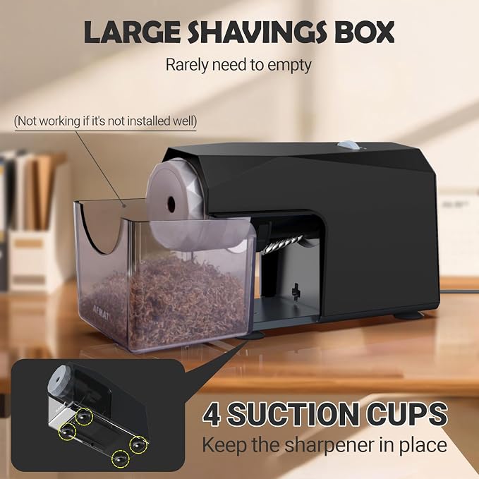 AFMAT Electric Pencil Sharpener, Fast & Hands-Free, 10K+ Uses, 5 Nibs, Fully - Image 7