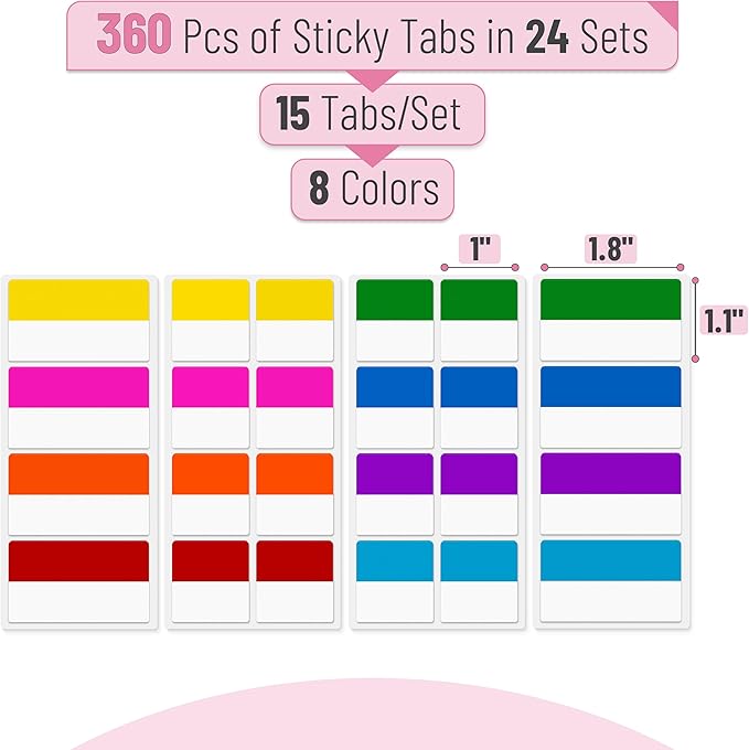 Mr. Pen- Sticky Index Tabs, 360 Pcs, Colorful Sticky Tabs for Notebooks, Page Markers, Page Tabs for Binders, Page Tabs Sticky Tabs for Books, Notebook Tabs, Book Sticky Tabs for Notebooks-DeskLoop Office