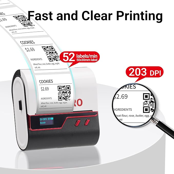 ORGBRO Z3 Label Maker Machine with Tape, 3 Inch Bluetooth Thermal Label Printer, Portable Sticker Printer for Small Business, Office, Home Organization, Barcode, Address, Compatible with Phones & PC-DeskLoop Office