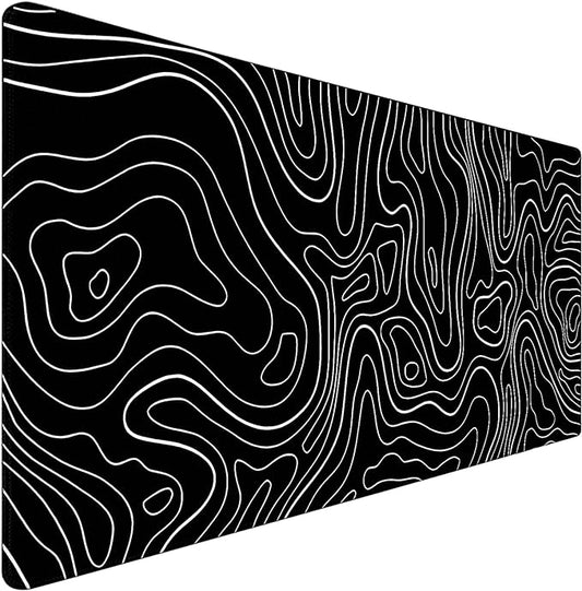 Large Mouse Pad, Big Desk Mat Large Office Desk Pad, Durable Extended Mouse Mat 31.5"x15.7" Mousepad with Non-Slip Rubber Base & Stitched Edge for Home Office Work, White Line