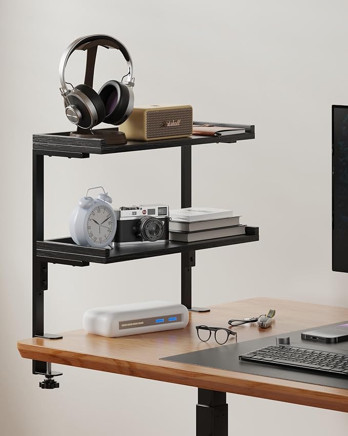 ART-GIFTREE Clamp On Desk Shelf 2-Tier, 16.5 in Wood Shelving Unit by ART-GIFTREE