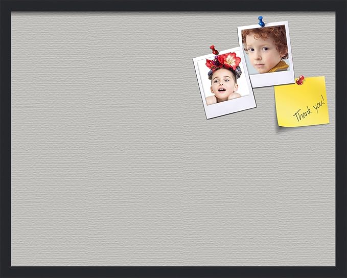 PinPix 28x22 Inch Cork Bulletin Board. This Decorative Framed Pin Board Comes with Light Stone Design and a Satin Black Frame. Ideal for Home Office Decor or Message Board (PinPix-1809)-DeskLoop Office