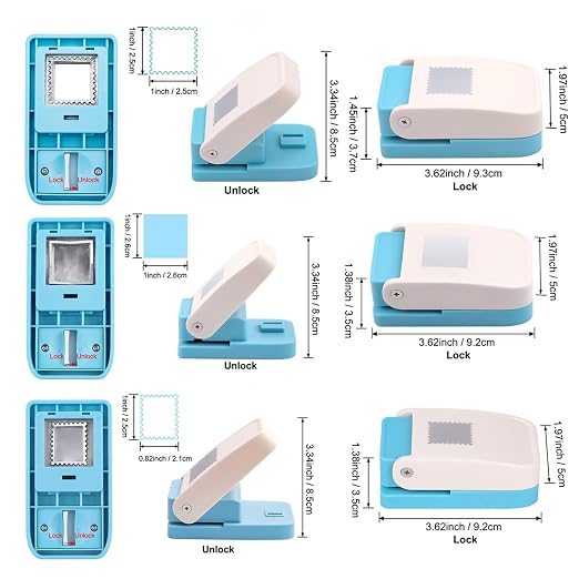 BAOFALI 3Pcs Stamp Puncher, 1X0.8inch &1inch Stamp Punch1 Inch Square Punch - Image 2