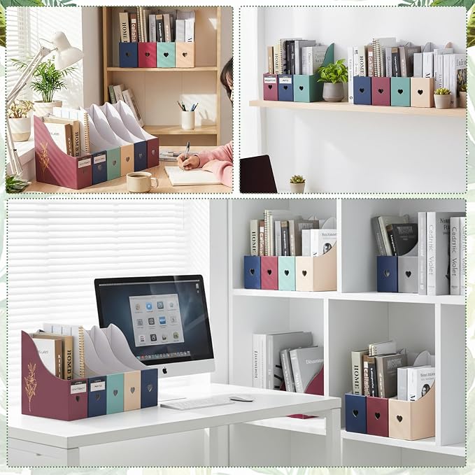 24 Floral Cardboard Magazine Holders Set, File Folders Organizer Decorative - Image 6