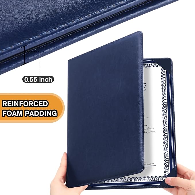 Tenare 20 Pcs Blue Leather Certificate Holder 8.5 x 11 PU Phd Bachelor Master - Image 3
