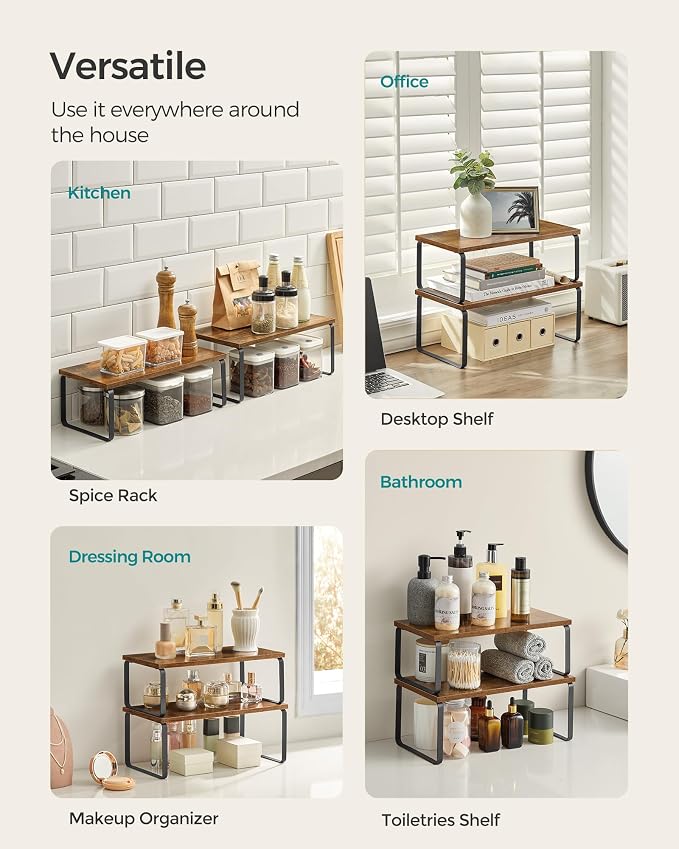 SONGMICS Cabinet Organizer Shelf, Kitchen Storage, Spice Rack, Expandable - Image 3