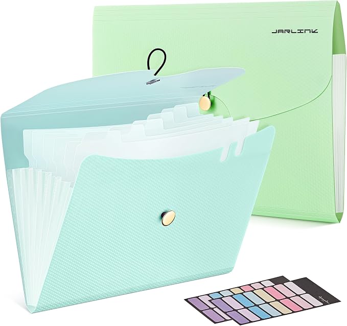 JARLINK 7 Pockets Expanding File Folder, A4 Accordion File Folders by JARLINK
