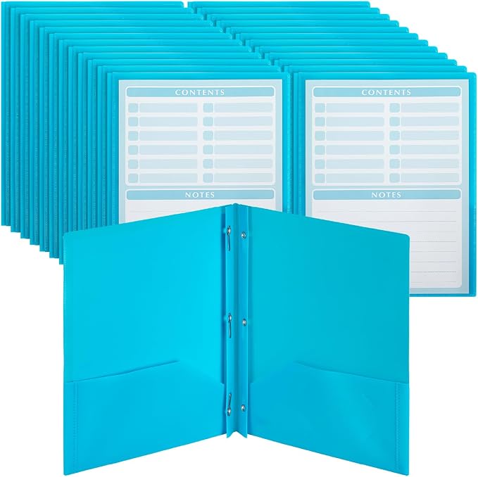 Mr. Pen- Plastic Folders with Pockets and Prongs, 24 Pack, Letter Size | Blue by MrPen