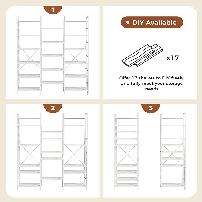 SUPERJARE Triple 6 Tier Bookshelf, Bookcase - Image 9