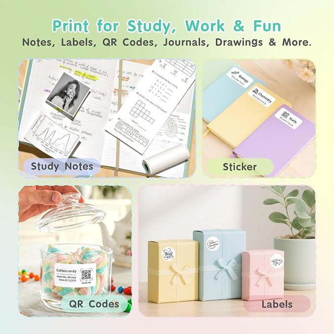 Gloryang JD-23 Sticker Printer, Mini Portable Thermal Printer Print Pod - Image 5