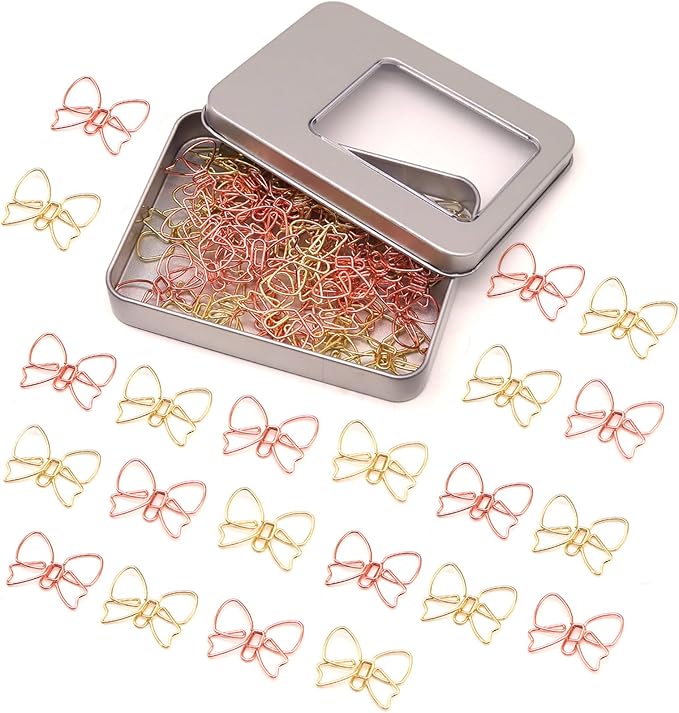 50 Pcs Bow Paper Clips – Bow Planner Clips, Office & School Supplies, Desk by NELJIBEHU