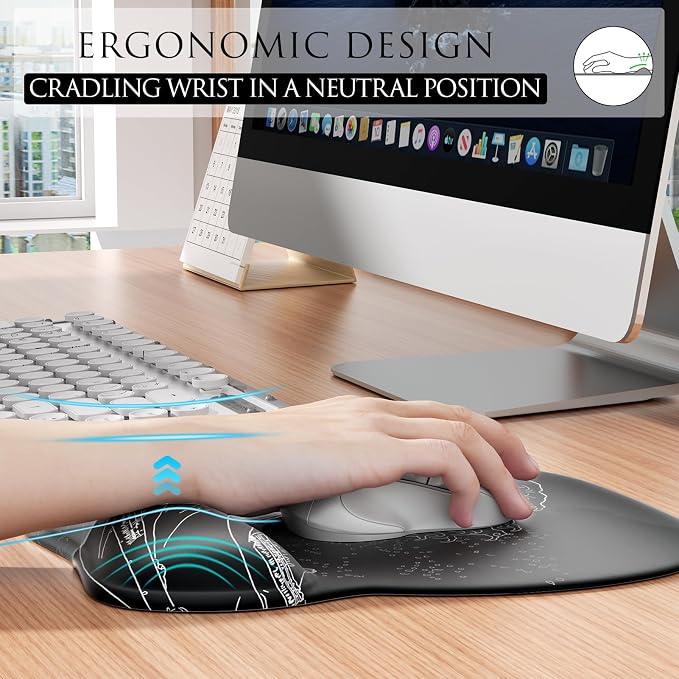 MROCO Ergonomic Mouse Pad with Gel Wrist Rest, 9.4 x 8.1 in, Kanagawa Wave | - Image 4