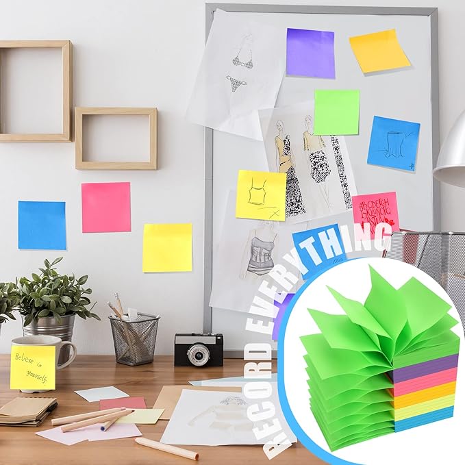 24 Pack Pop Up Sticky Notes 3 x 3 Refills 1200 Sheets Colored Sticky Notes Self Adhesive Memo Pads for Home Office Supplies(Dark Color, Classic)-DeskLoop Office