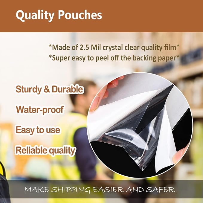 BEUYI 2.5 Mil Premium 7" x 10" Clear Adhesive Shipping Label Sleeves, Packing - Image 4