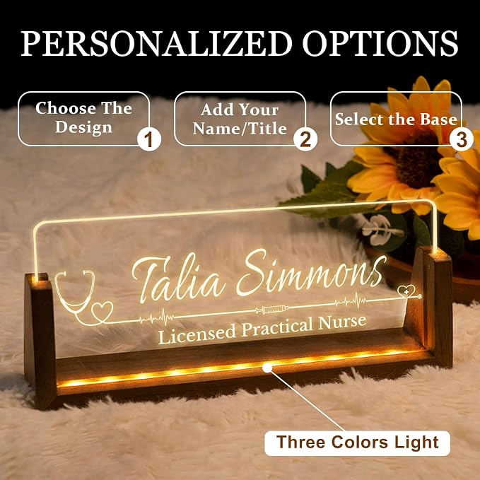 Desk Name Plate Personalized, Light Up Name Plate - Image 6