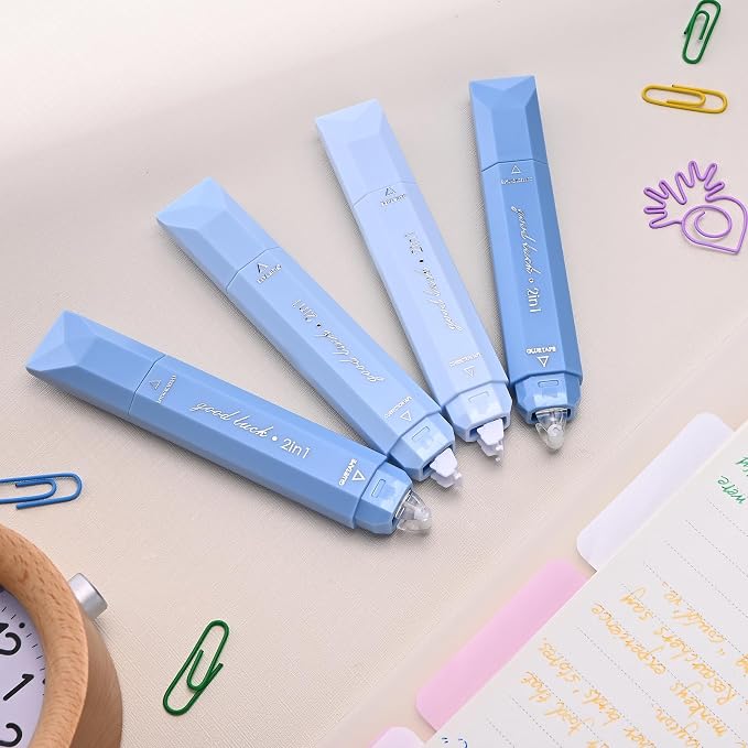 Temiary 4 Pcs 2 in 1 White Correction Tape and Double Sided Roller Set - Image 6