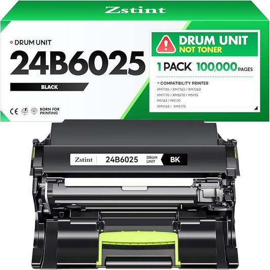 24B6025 Imaging Unit (Not Toner) Black 1-Pack High Yield Replacement for Lexmark 24B6025 Drum Unit Compatible with Lexmark M5155 M5163 M5170 XM5163 XM5170 XM5263 XM7155 XM7155X Printers(100,000 Pages)-DeskLoop Office