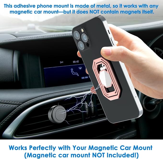Phone Ring Holder Finger Kickstand, 360° Rotation Metal Phone Grip - Image 5