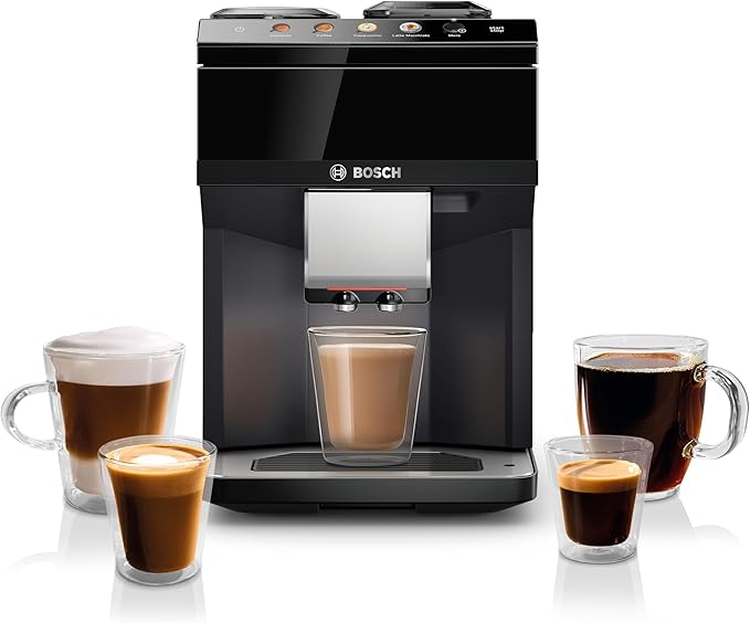 Bosch 500 Series Fully Automatic Espresso and Coffee Machine – Touch Control Panel, Milk Hose, Ceramic Grinder, Uses Beans & Ground Coffee, 9 One-Touch Drinks, in Black TPU40109-DeskLoop Office