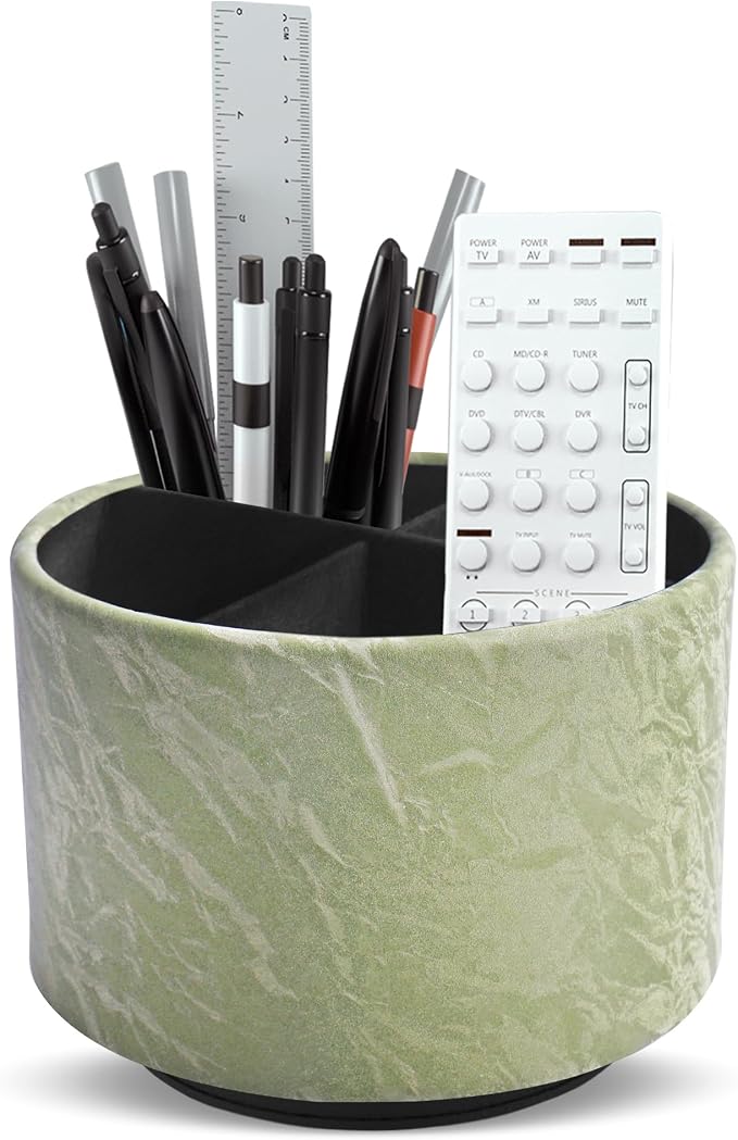 Hennaja Round Leather Art Supply Organizer, Remote Control Holder, 360 Degree by Hennaja