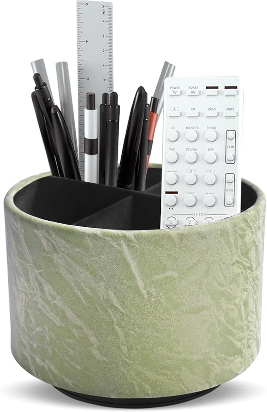 Hennaja Round Leather Art Supply Organizer, Remote Control Holder, 360 Degree by Hennaja