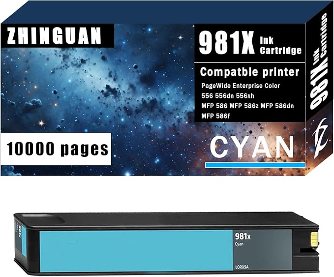 Remanufactured 981X Cyan Ink Cartridge 981 High Yield Ink Cartridge Works for PageWide Enterprise Color 556 556dn 556xh MFP 586 MFP 586z MFP 586dn MFP 586f Printer-DeskLoop Office