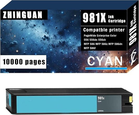 Remanufactured 981X Cyan Ink Cartridge 981 High Yield Ink Cartridge Works for PageWide Enterprise Color 556 556dn 556xh MFP 586 MFP 586z MFP 586dn MFP 586f Printer-DeskLoop Office