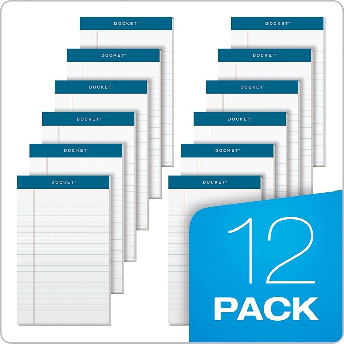 Tops 5 x 8 Legal Pads, Docket Brand, Narrow Ruled, 50 Sheets Per Writing Pad - Image 6