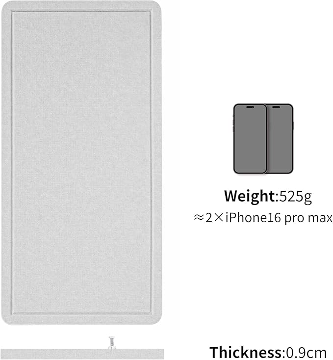 Bulletin Board, 35 x 17 1/2 inches Felt Board - Decorative Pin Board, Cork Board Alternative for Wall, Foldable Picture Board Self-Adhesive Vision Board Prayer Board with 20 Pushpins - Light Gray-DeskLoop Office