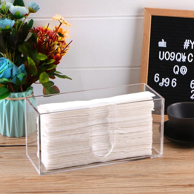 2Pack Acrylic Countertop Paper Towel Dispenser, Folded Paper Towel Dispenser Clear Trifold Napkin Holder, Suitable for Z-fold, C-fold or MultiFold Trifold Paper Towels for Bathroom Toilet and Kitchen-DeskLoop Office