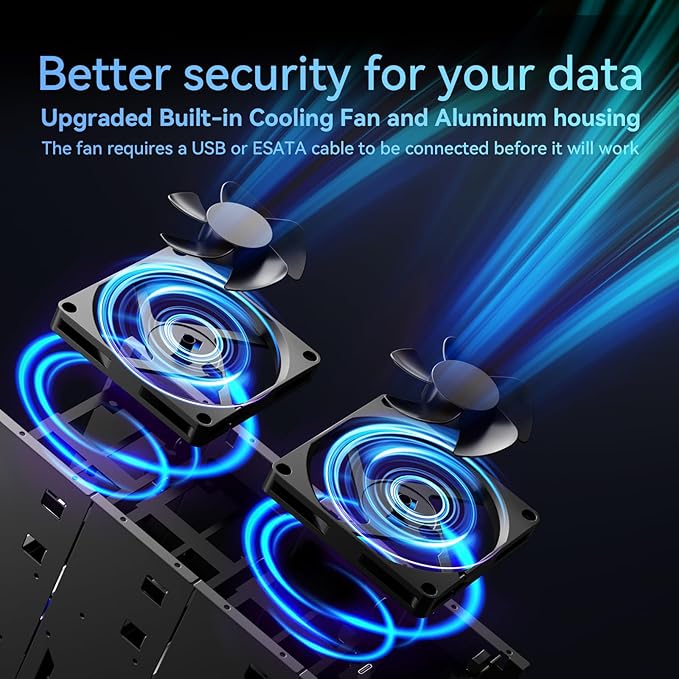 8 Bay Hard Drive Enclosure with Cooling Fan for 2.5/3.5" SATA HDD/SSD with USB A/C 3.0 Cable, 3.5 Hard Drive Enclosure Supports 160TB Capacity, Tool-Free HDD Enclosure, DAS(NO RAID/NAS)-DeskLoop Office