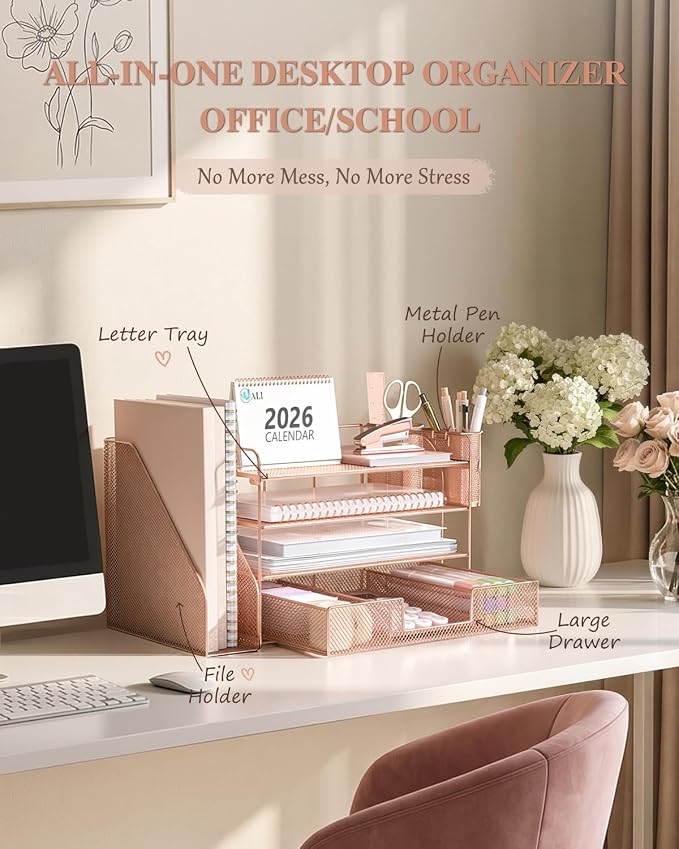 WALI Desk File Organizer, 4 Tier Desktop Paper Letter Tray Organizer - Image 2