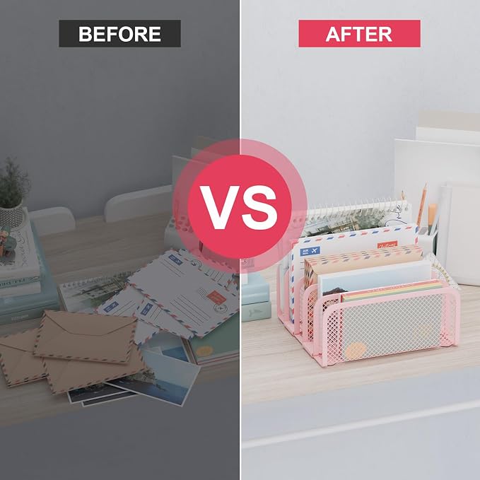 Mail Organizer Countertop, Metal File Holder - Image 4
