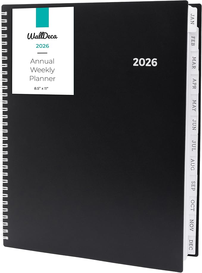Walldeca 2026 Planner, Weekly & Monthly View Spiral Bound by WallDeca