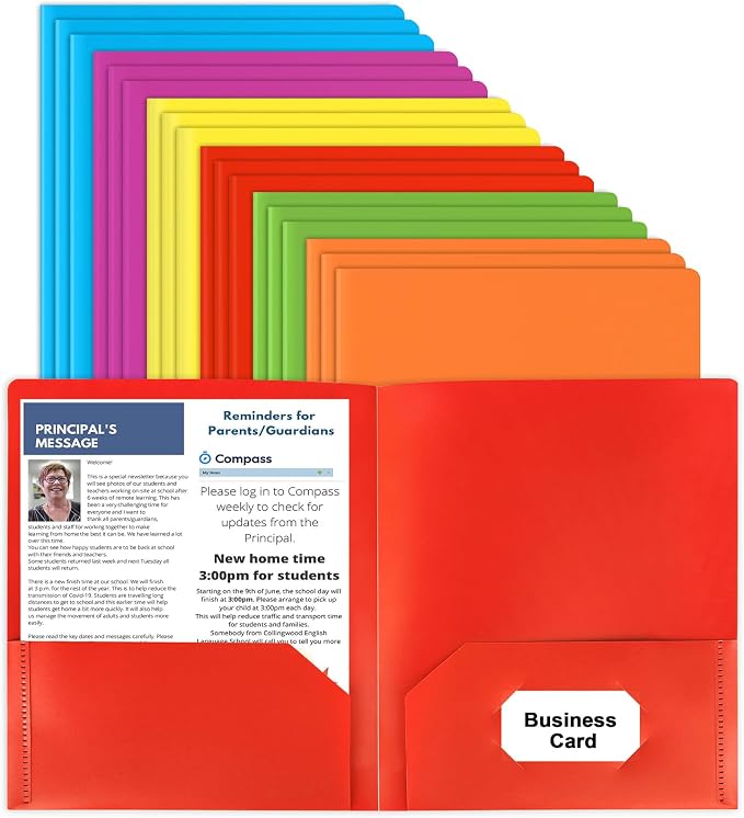 Plastic Folders with Pockets, 18 Color Heavy Duty Two Pocket Folder Business by HABGP