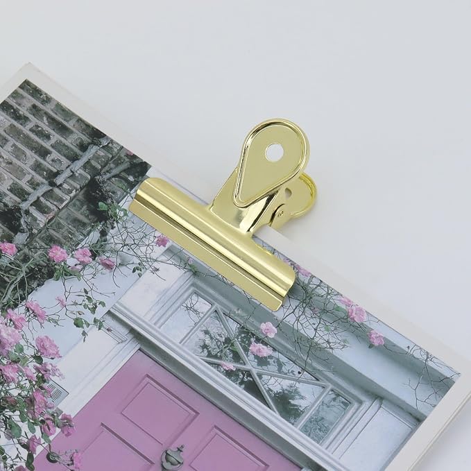 Xiaoyztan Mini Clips, 65mm Wide Gold Bulldog Clips Paper Clip Binder Bull Clip - Image 5