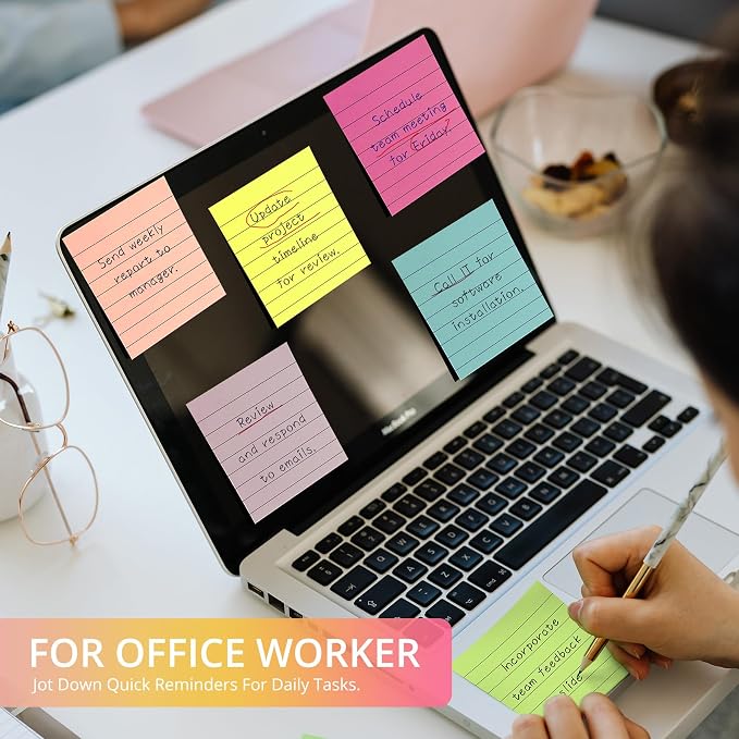 Lined Sticky Notes, 3x3 Inches, 72 pad, Self-Stick Note Pads - Image 4