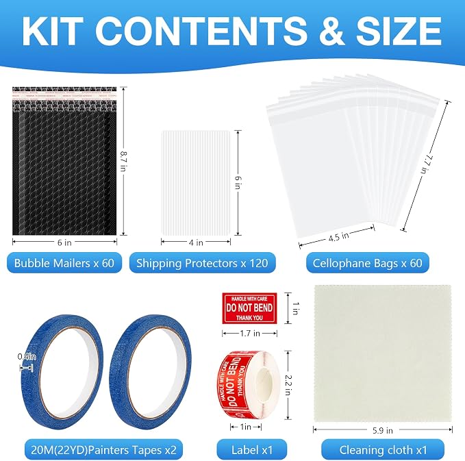Fayoo Trading Card Shipping Supplies, 60 Bubble Mailers, 120 Protectors | - Image 2