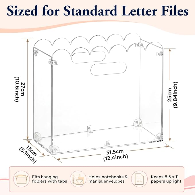 Jingmore Clear Acrylic File Organizer, Decorative Hanging File Box - Image 2