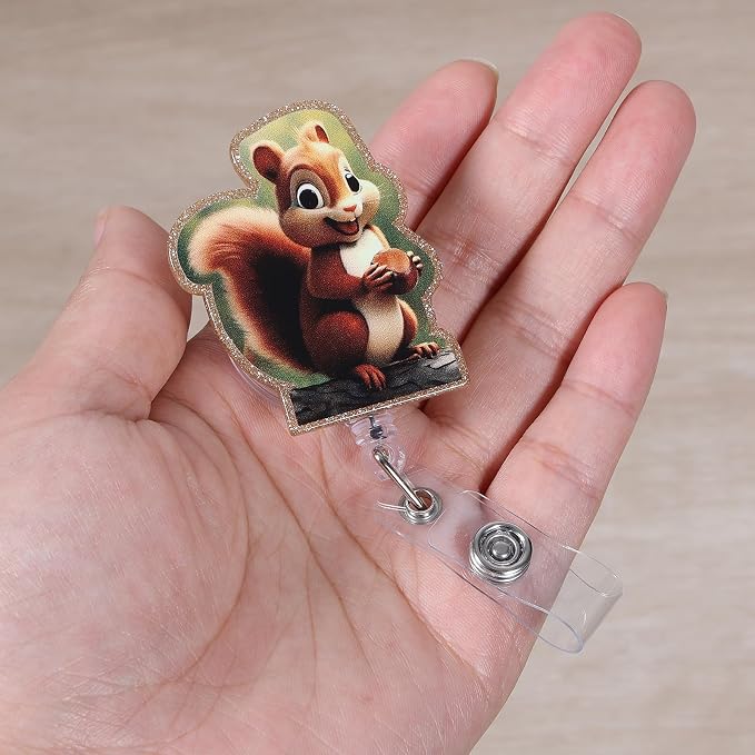 Cute Squirrel Badge Reel, Retractable ID Card Badge Holder, Name Tag Work Badge - Image 5