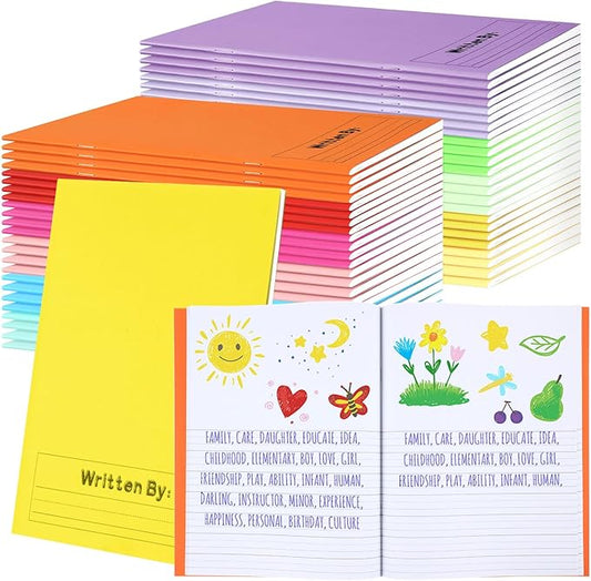 Henoyso 48 Pcs Primary Composition Notebook K-2 9 3/4 x 7 1/2 Inch Primary Journal, Back to School Supplies, Bulk Blank Writing Book for Kid to Write Draw Journal 60 Page Notebooks (Multicolored)-DeskLoop Office