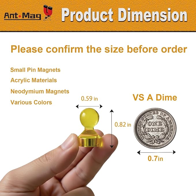 Ant Mag Magnetic Push Pins, 10 Pack Strong Whiteboard Magnets - Image 2