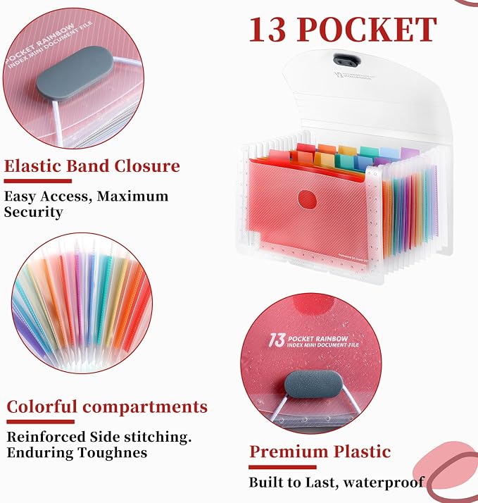 2PCS 13 Pocket A6 Receipt Coupon Organizer, Portable Small Accordion File - Image 3