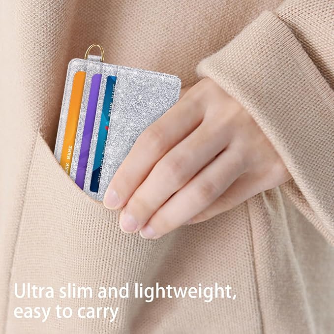 Slim Credit Card Holder Glitter Leather Small Wallet Women Thin Cards Holders - Image 6