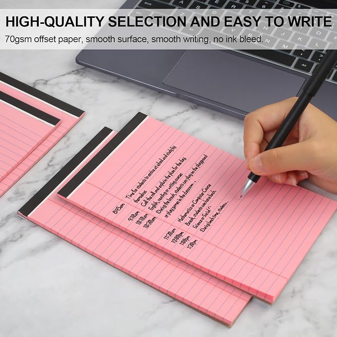 Utron 6 PCS Small Legal Pads 5x8 Pink, Narrow Ruled Small Note Pads 5x8 - Image 5