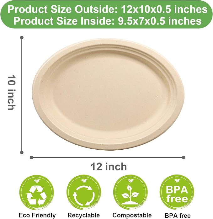 Eco Friendly 12 inch Brown Paper Plates - Image 3